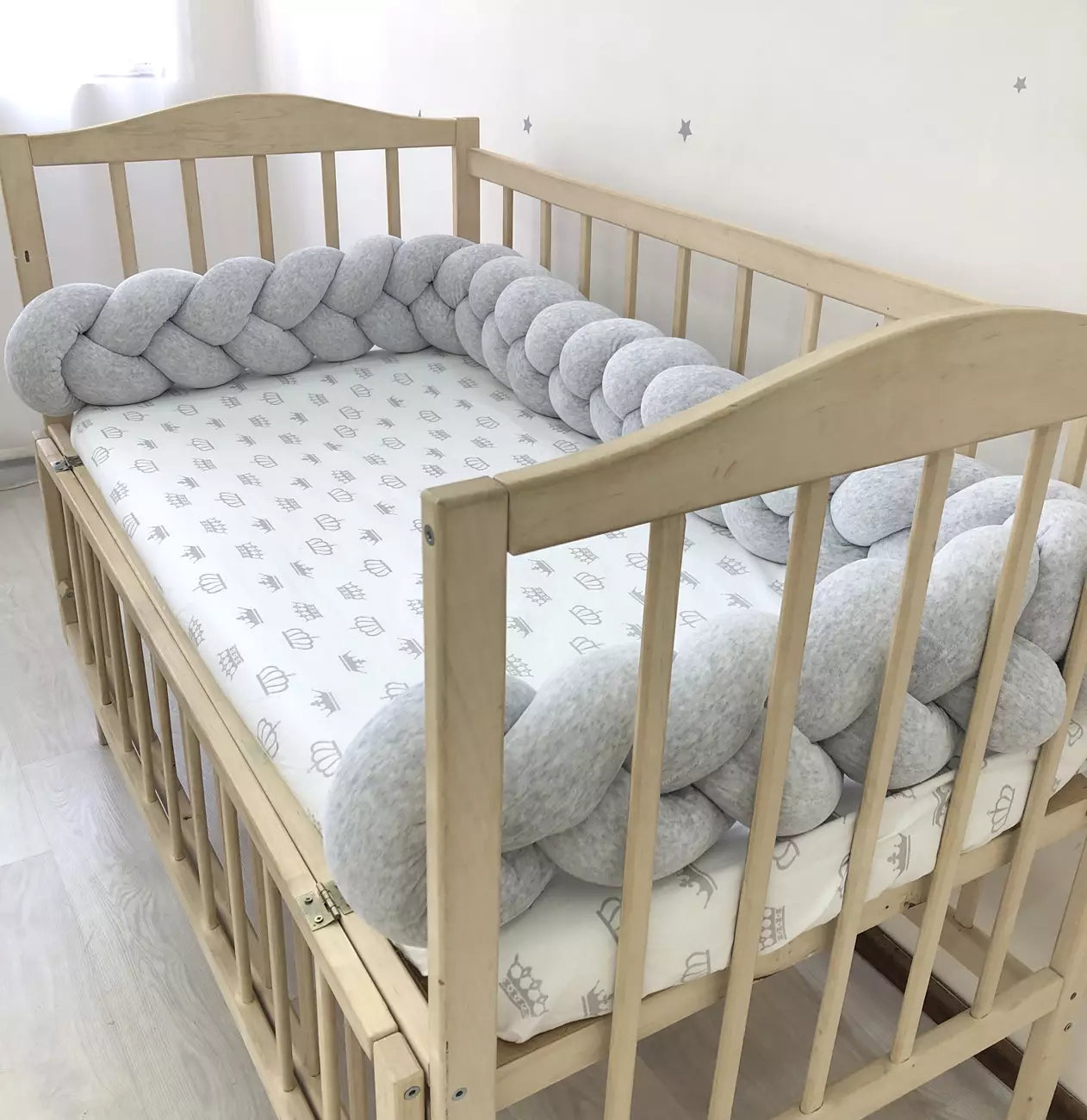 Gray Braided Crib Bumper