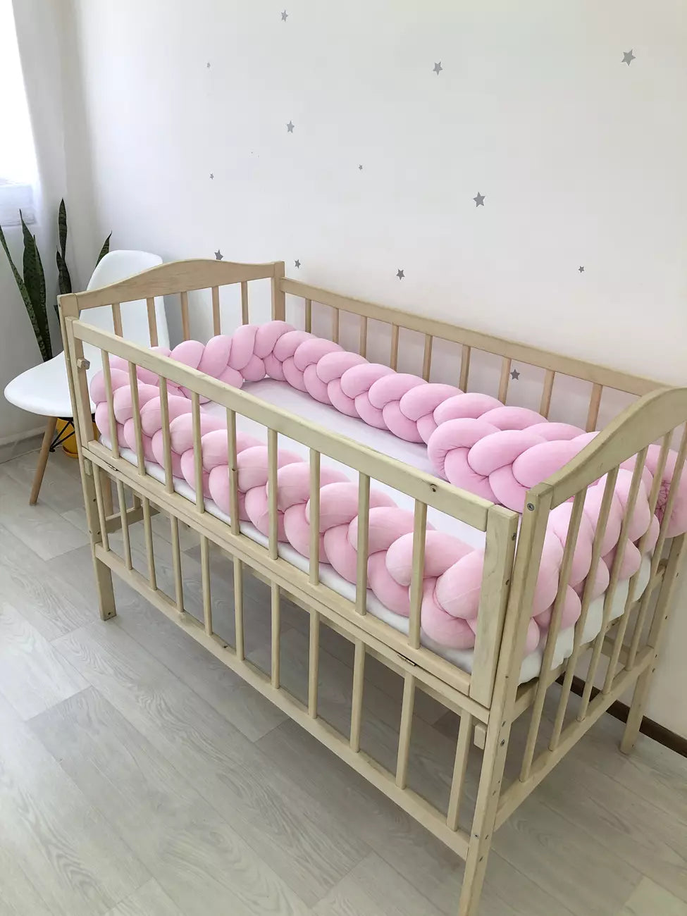 Braided Crib Bumper Pink color