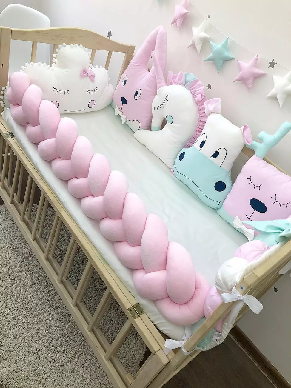 Pink bumpers set for newborn - “Animal Bumpers”