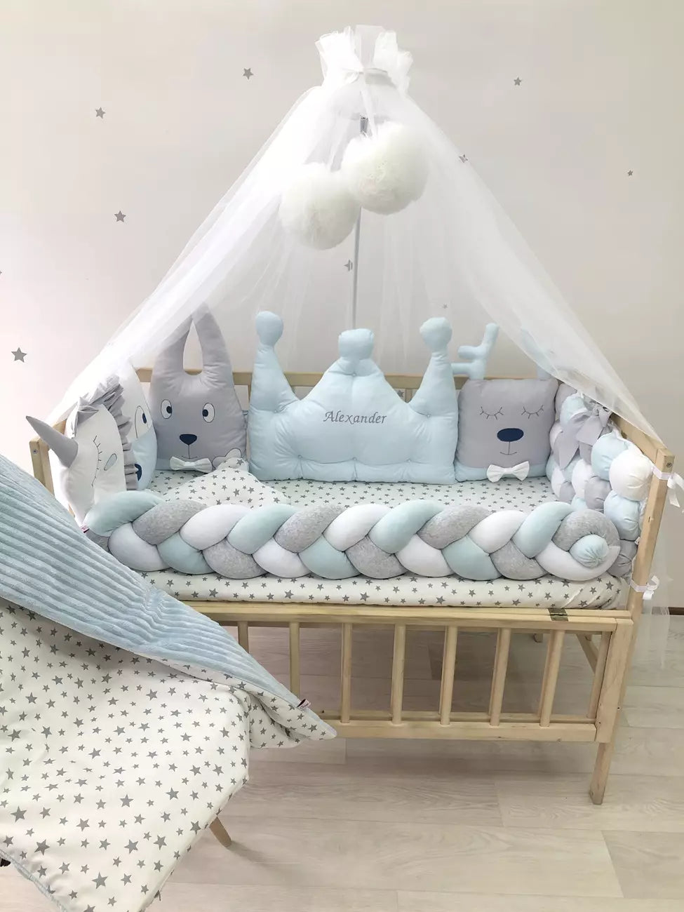 Crib set “Sky-Blue exclusive baby bedding set”