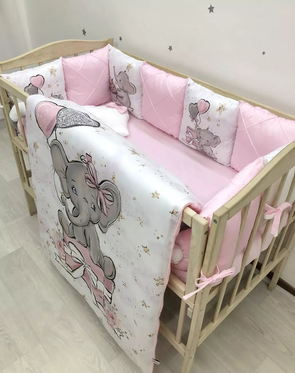 Crib set “Pink Elephant”