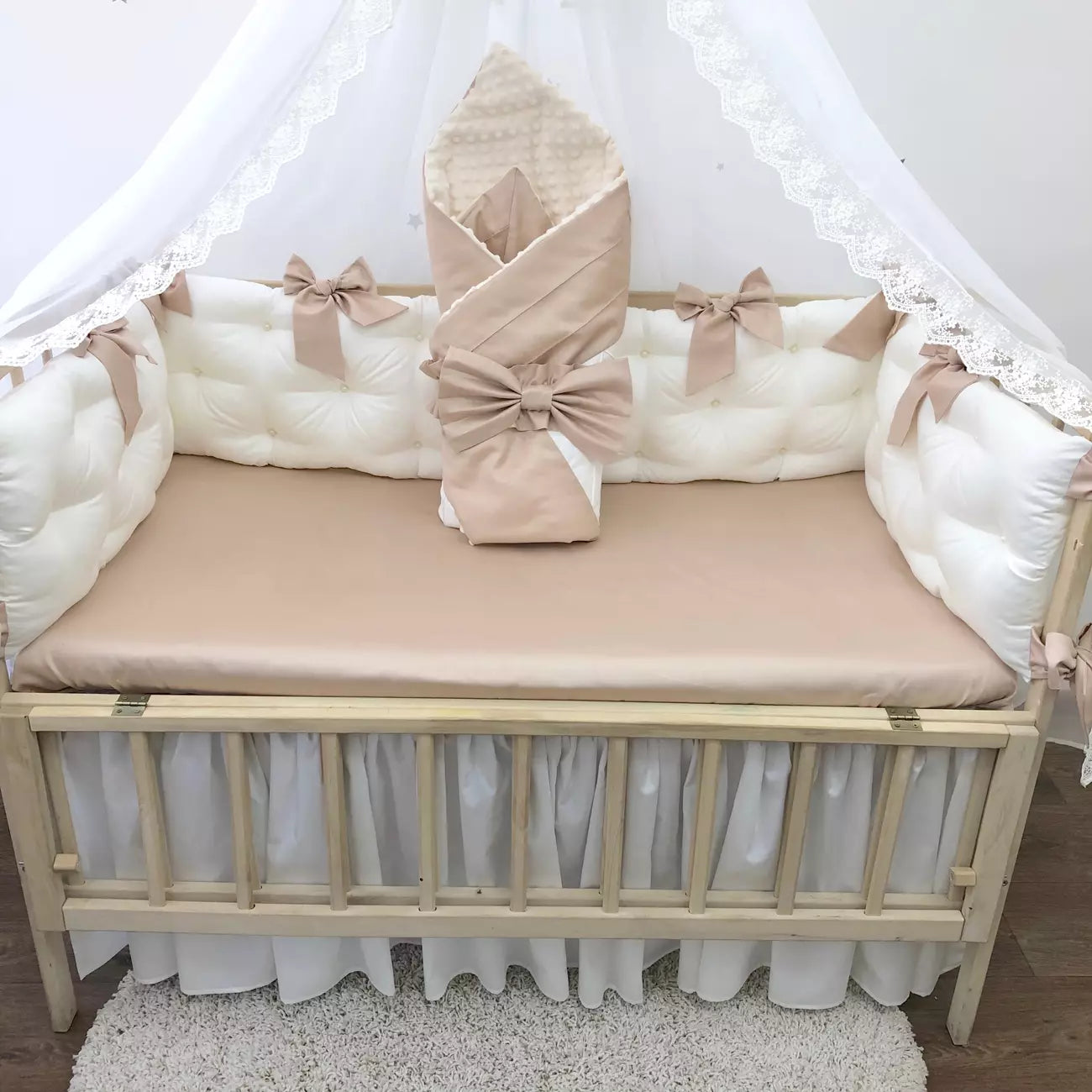 Crib set “Luxury Beige bedding”