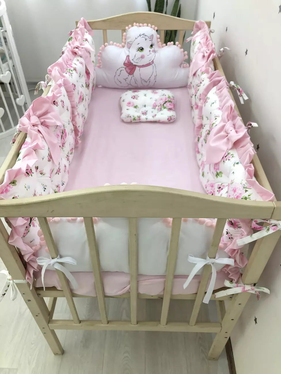 Crib set “Pink Flower”