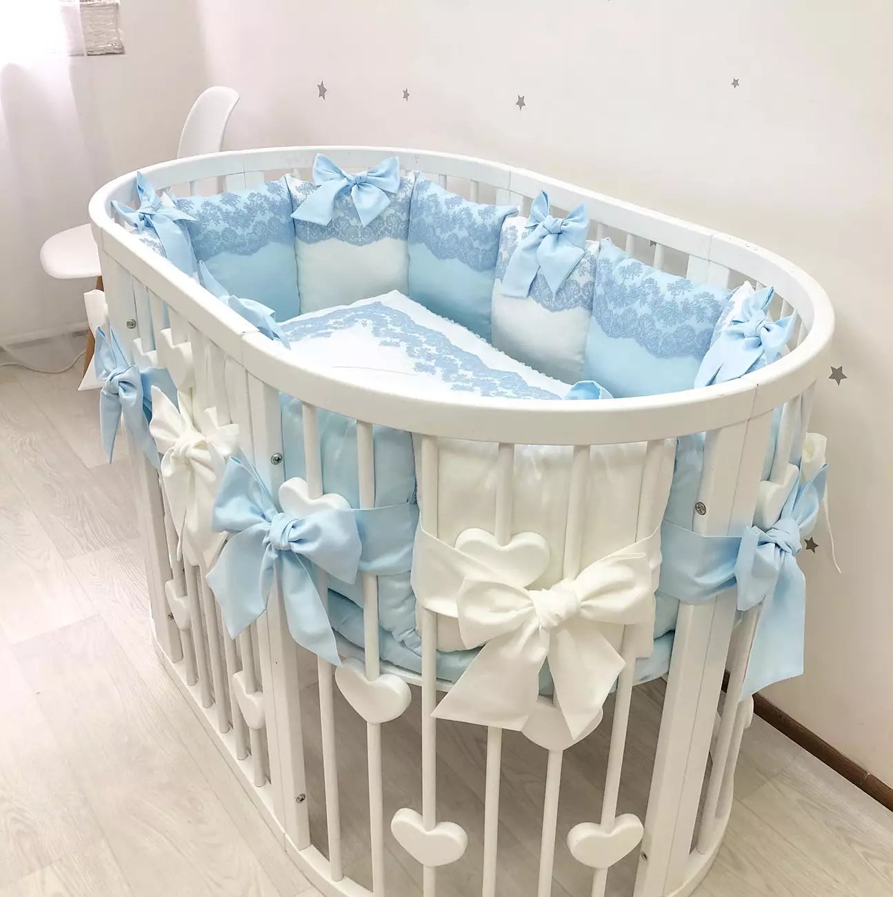 Crib set “Sky-Blue Royal luxury baby bedding”