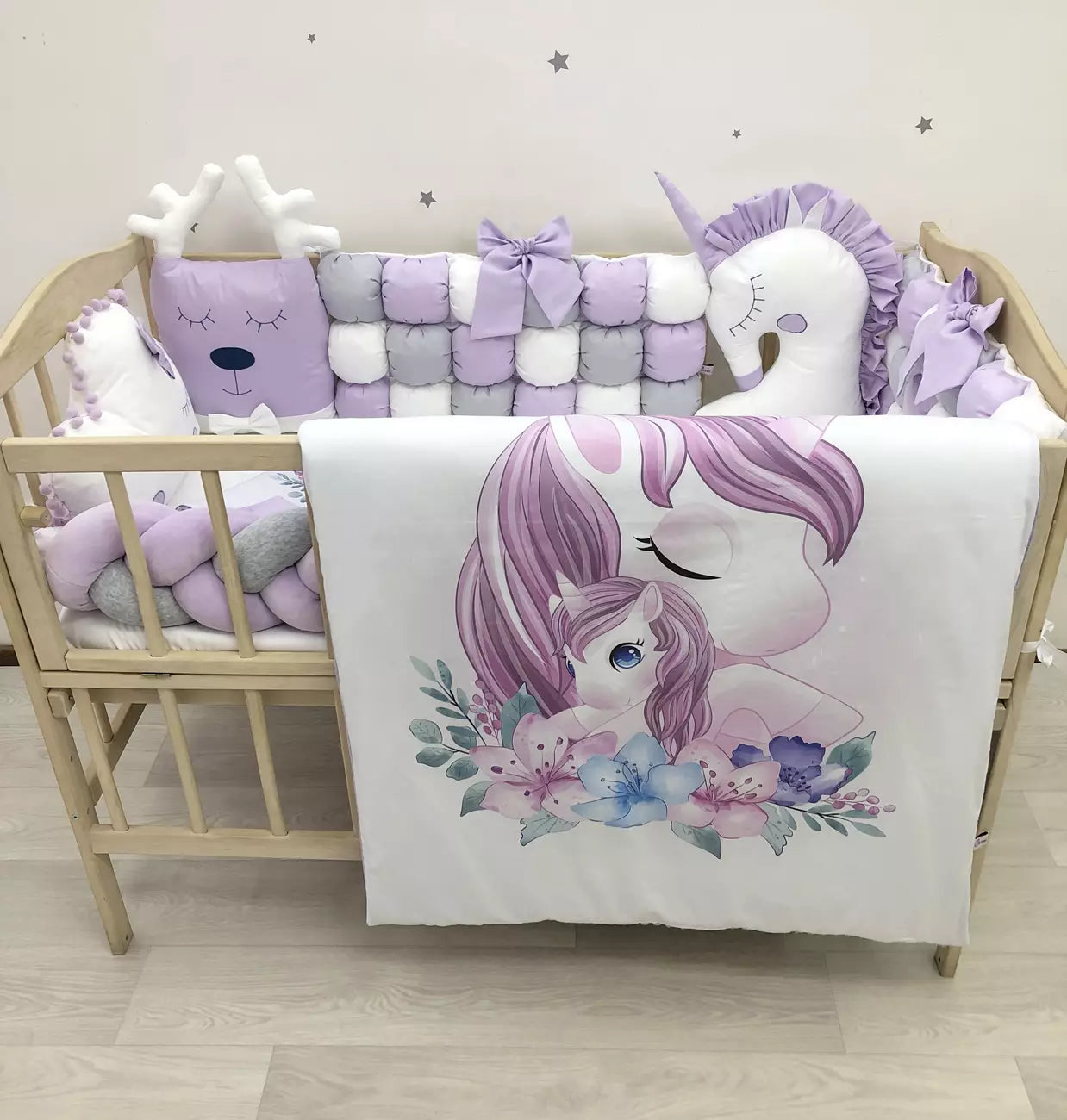 Crib set “Purple Unicorn”