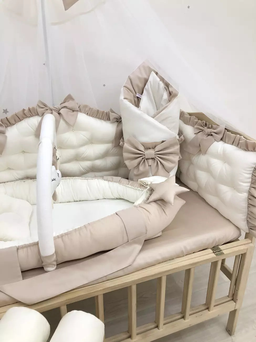 Crib set “Royal luxury baby bedding set cappuccino color“