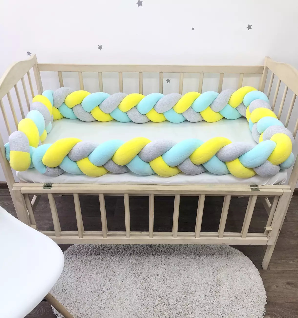 Yellow and Cyan baby crib bumper set