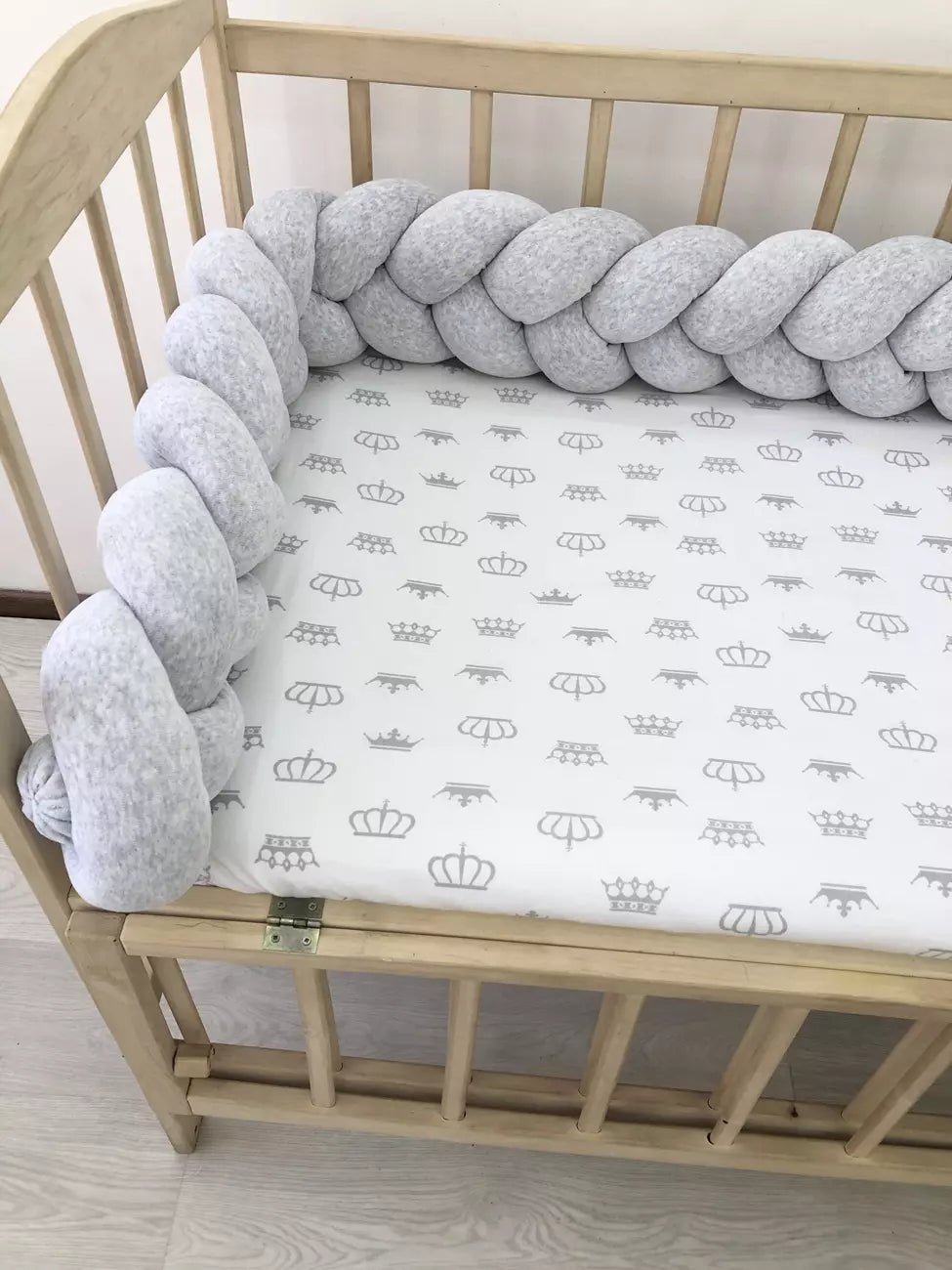 Gray Braided Crib Bumper