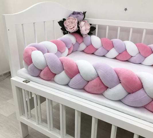 3-strand multicolor braided crib bumper