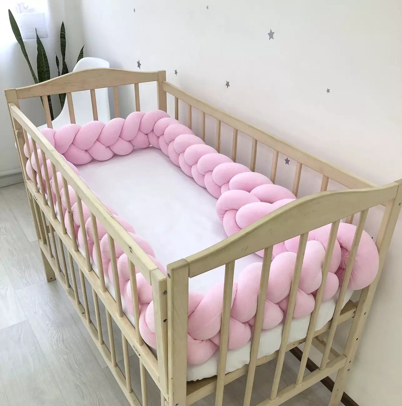 Braided Crib Bumper Pink color