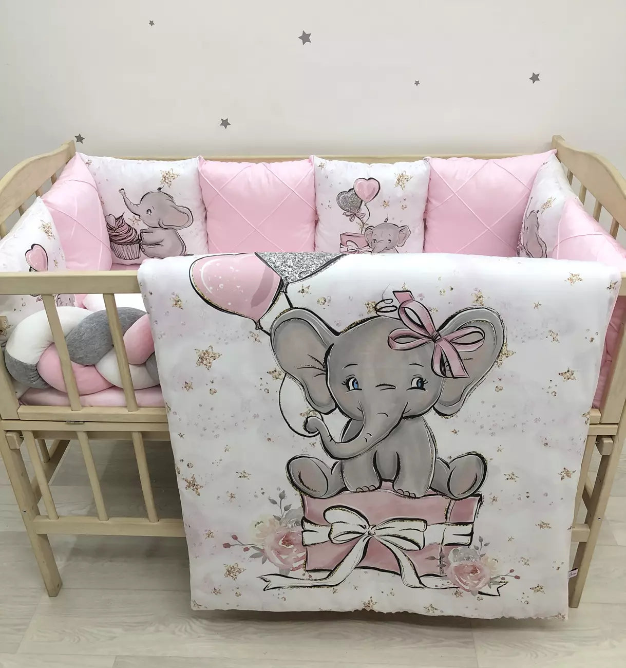 Crib set “Pink Elephant”