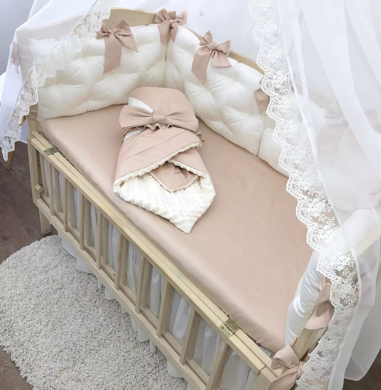 Crib set “Luxury Beige bedding”