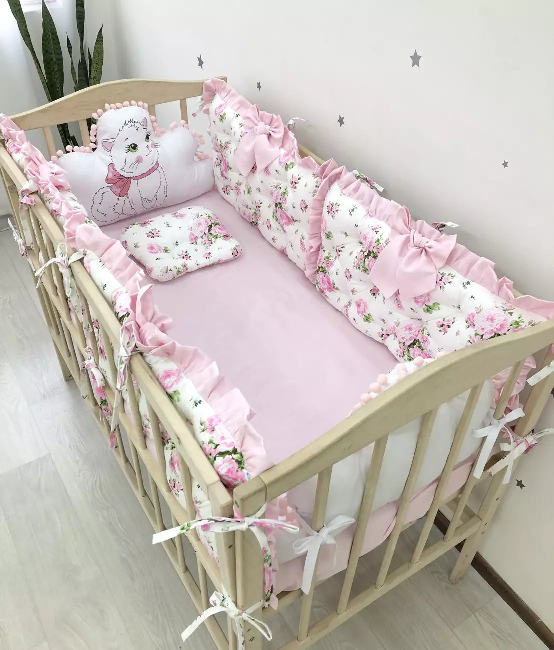 Crib set “Pink Flower”