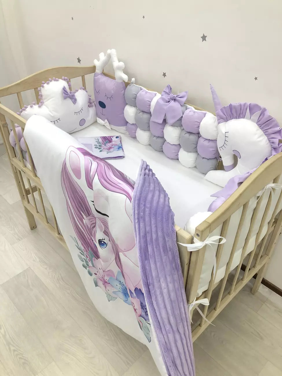 Crib set “Purple Unicorn”