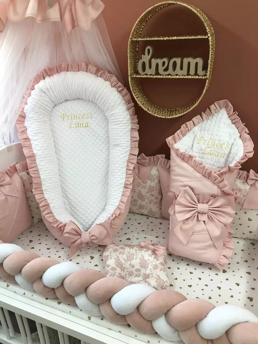 Crib set “Luxury pink princess”