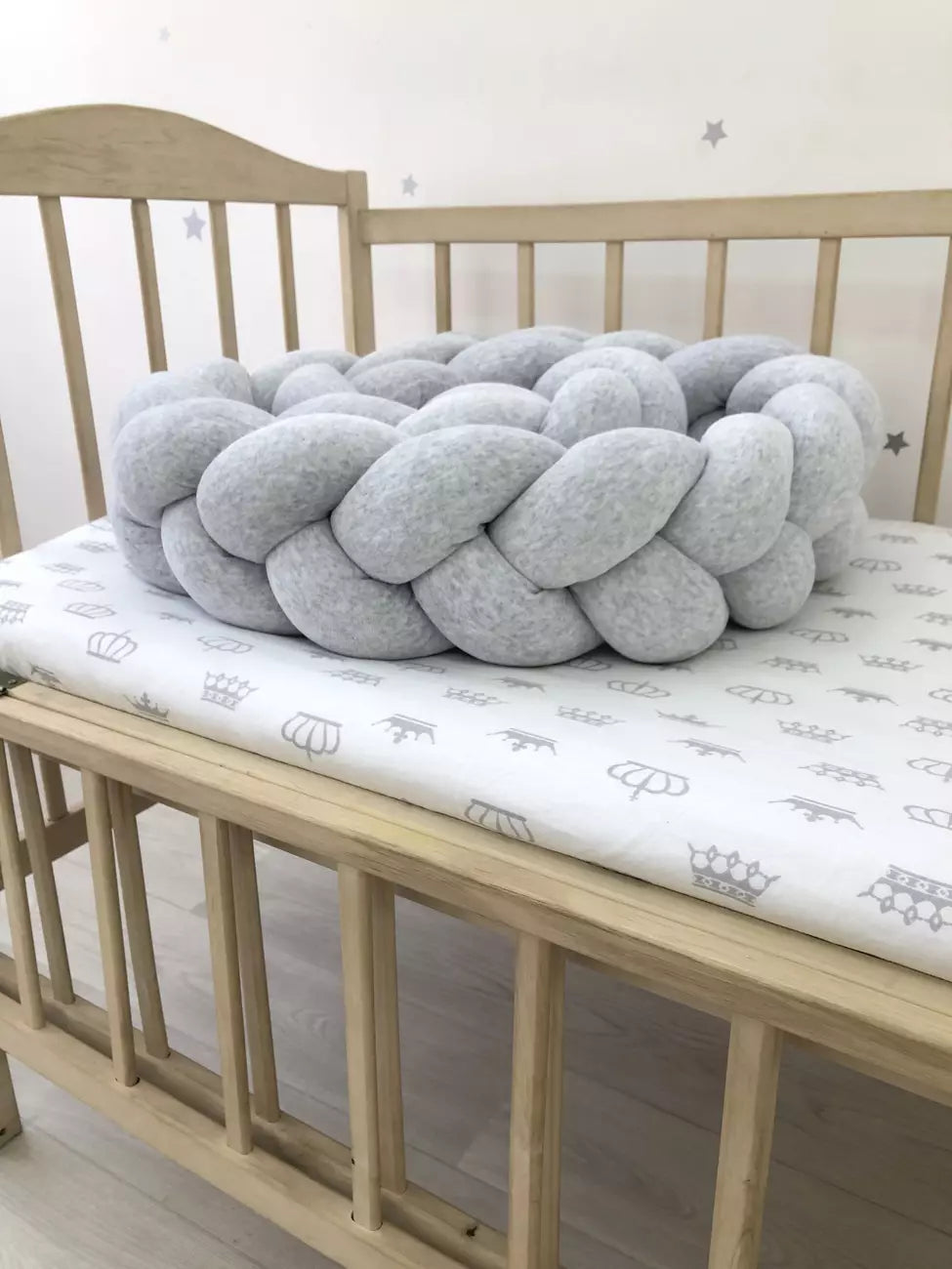 Gray Braided Crib Bumper