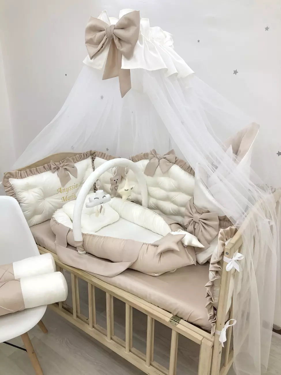 Crib set “Royal luxury baby bedding set cappuccino color“