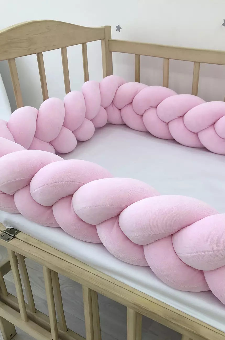 Braided Crib Bumper Pink color