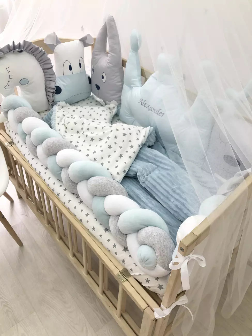 Crib set “Sky-Blue exclusive baby bedding set”