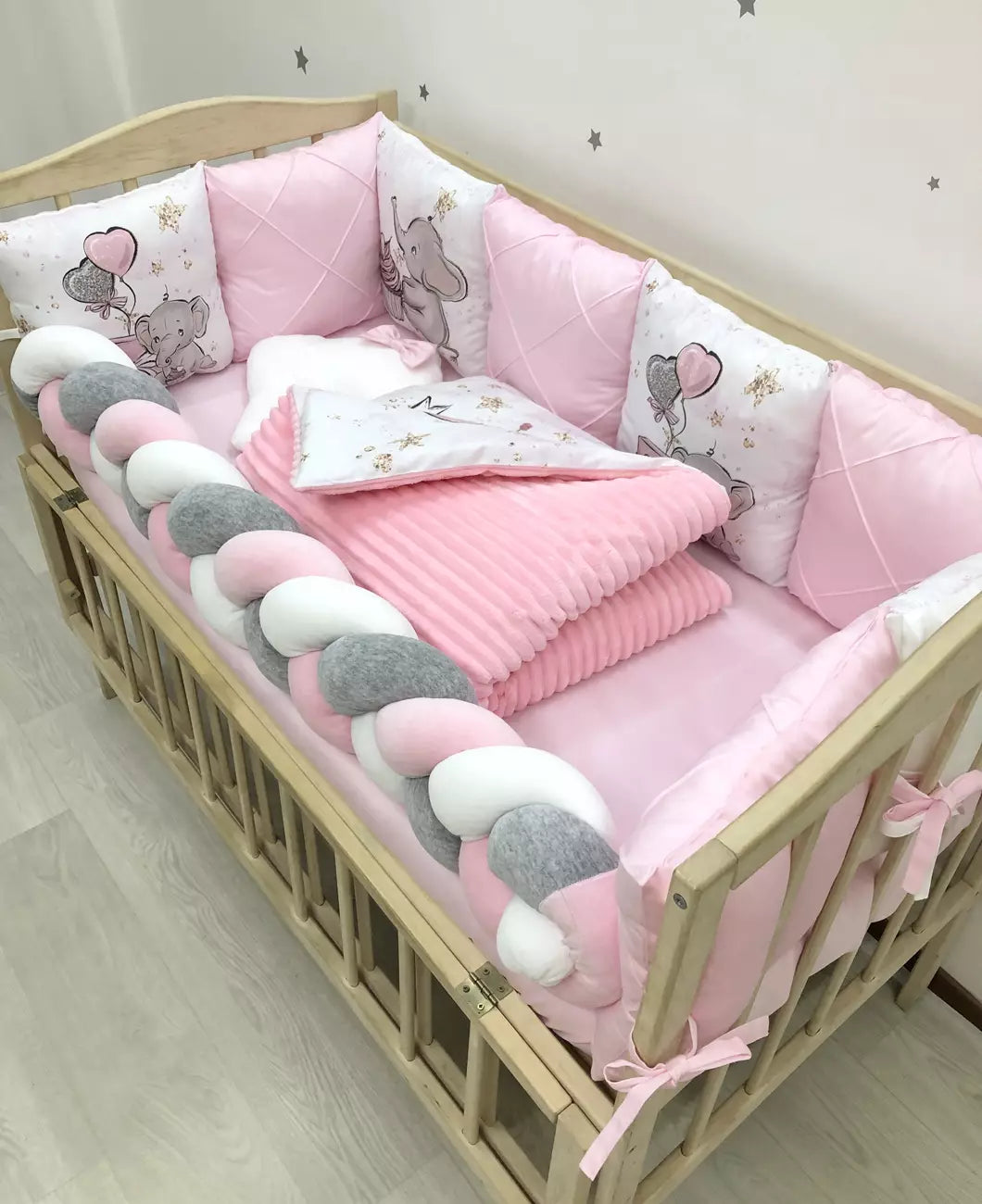 Crib set “Pink Elephant”