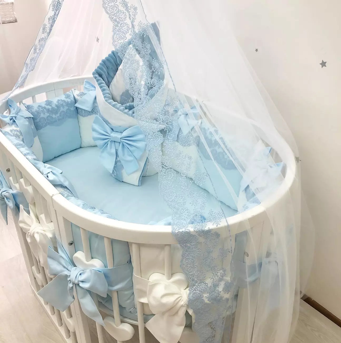 Crib set “Sky-Blue Royal luxury baby bedding”