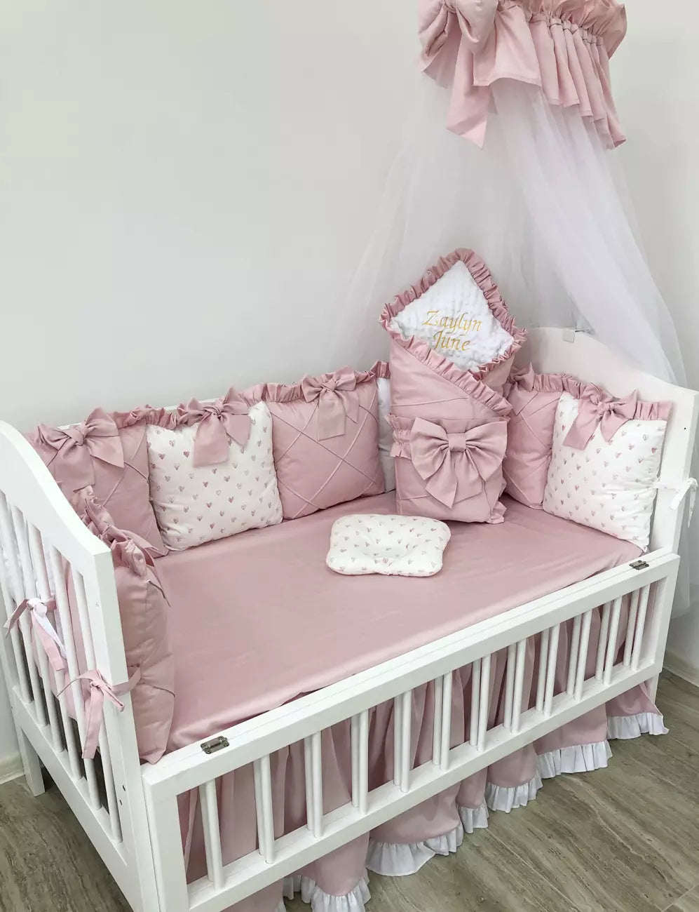 Crib Bedding set “Powdery pink“